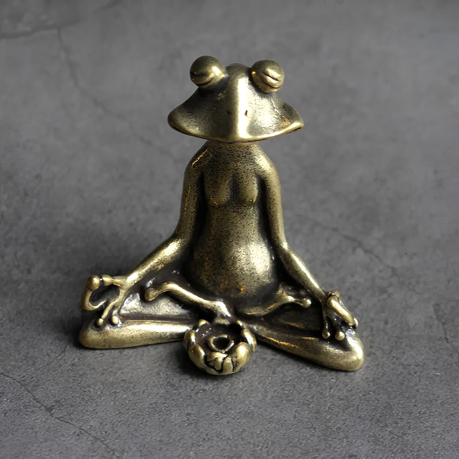 Brass Colour Meditating Frog Figurine Incense Holder – Zen Décor for Mindfulness and Meditation