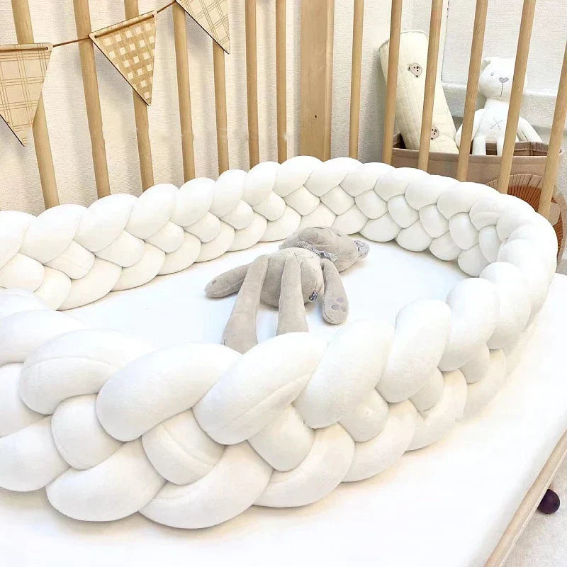 Baby Knot Bed Bumper & Nest - White, Light Grey & Dark Grey