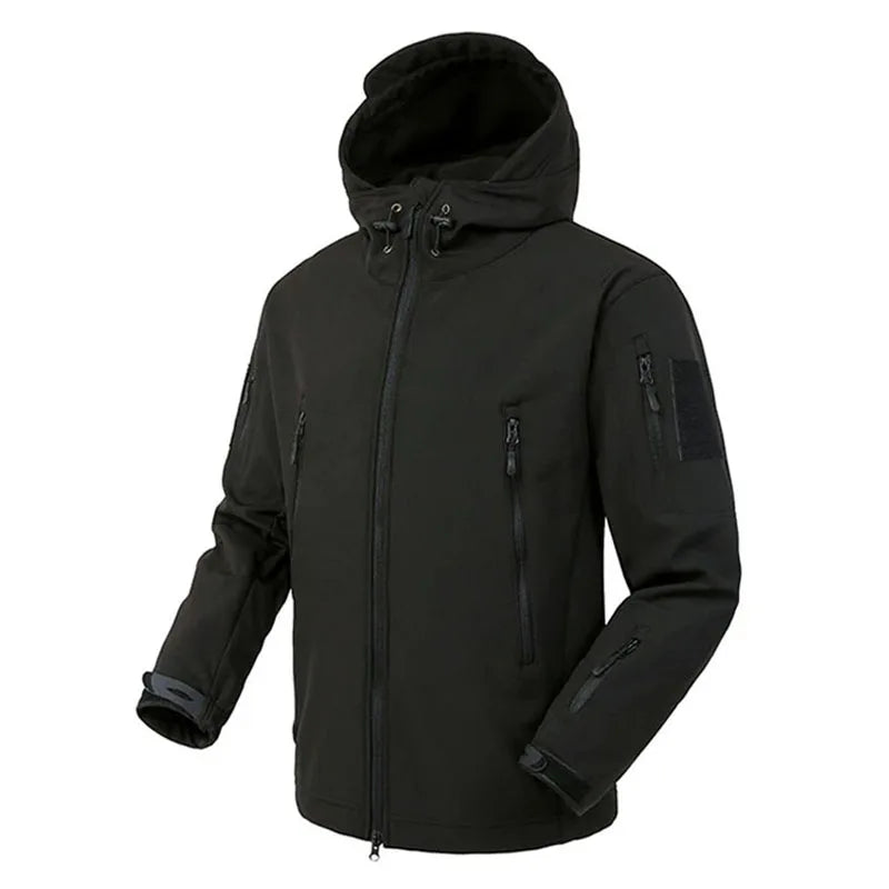 Military Shark Skin Soft Shell Jacket - Tactical Windproof & Waterproof Warm Hooded Coat