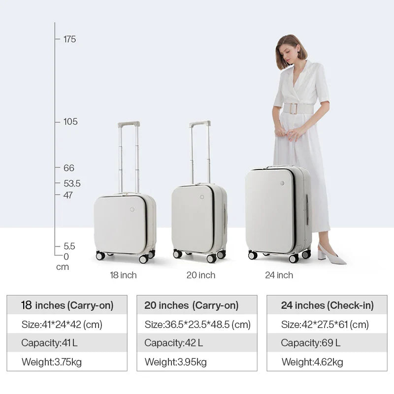 Walizka na kółkach Mixi Patent Design z aluminiową ramą, piękna torba kabinowa, 18/20/24 cale – M9260