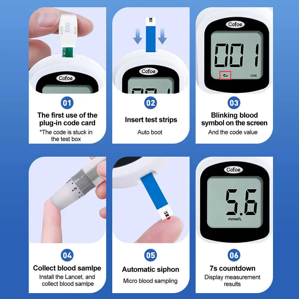 Blutzuckermessgerät-Set – Diabetes-Glukometer mit Teststreifen und Lanzetten