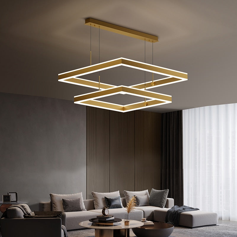 YLK Kare - Lustre led moderne pour salon design carré de luxe