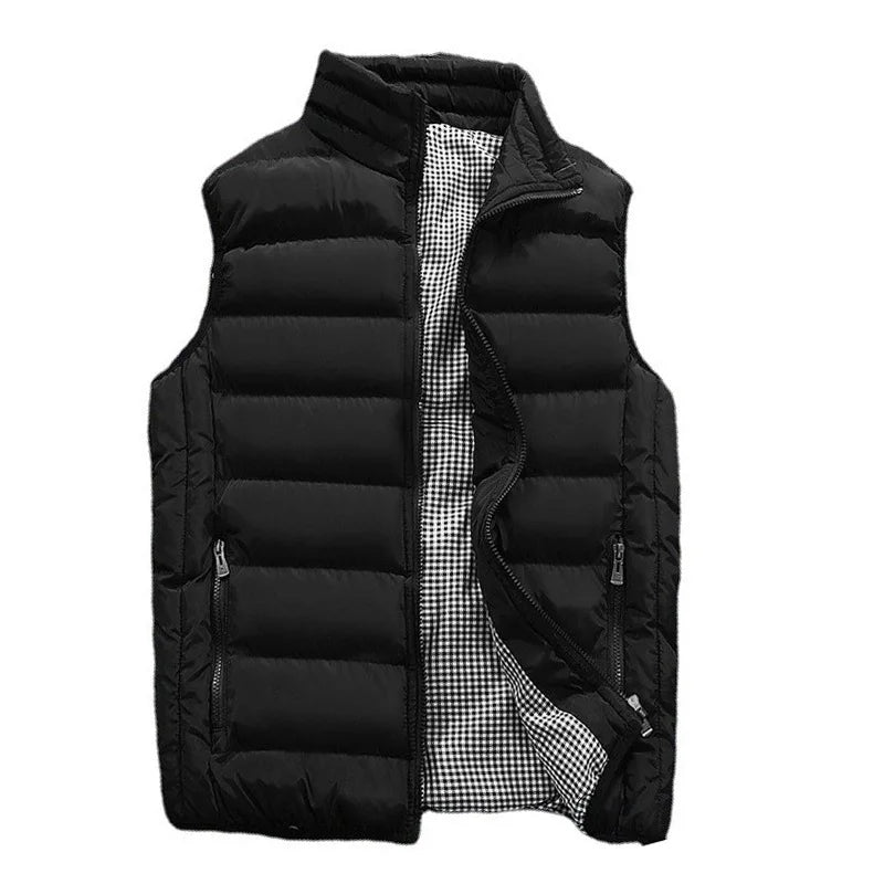 Colete Sem Mangas à Prova de Vento para Homens – Casaco Quente de Inverno, Colete de Algodão Casual, Gilet Grosso