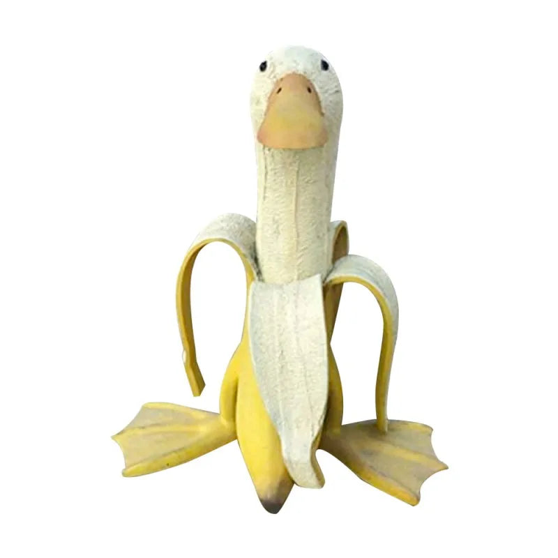 Playful Banana Duck Sculpture | Resin Miniature Banana Duck Ornament