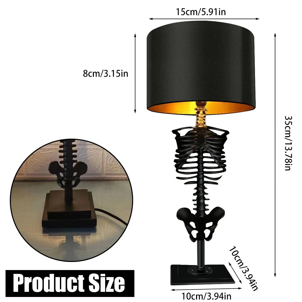 Gotische Skelett Tischlampe