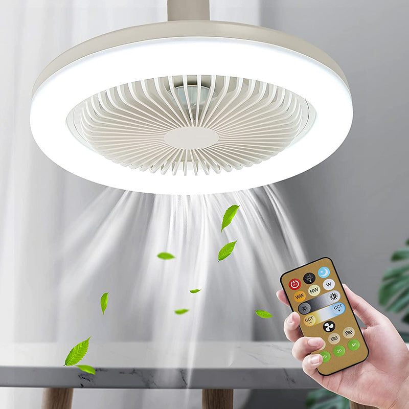 Ventilador de techo con luz, atornillable a cualquier portalámparas, con control remoto