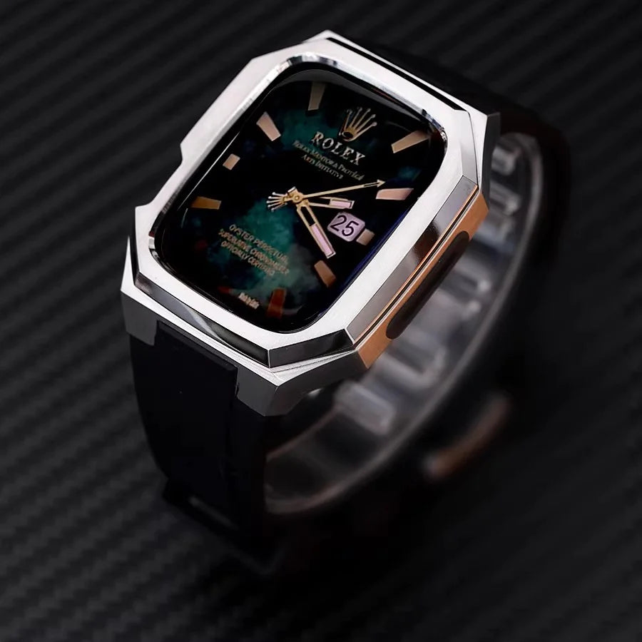 Nerezová ocelová pouzdro s gumovým páskem pro Apple Watch