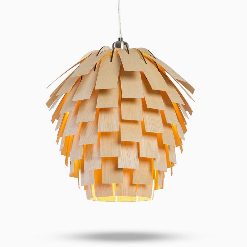 ArtichokeCharm – Lampe suspendue rustique en bois