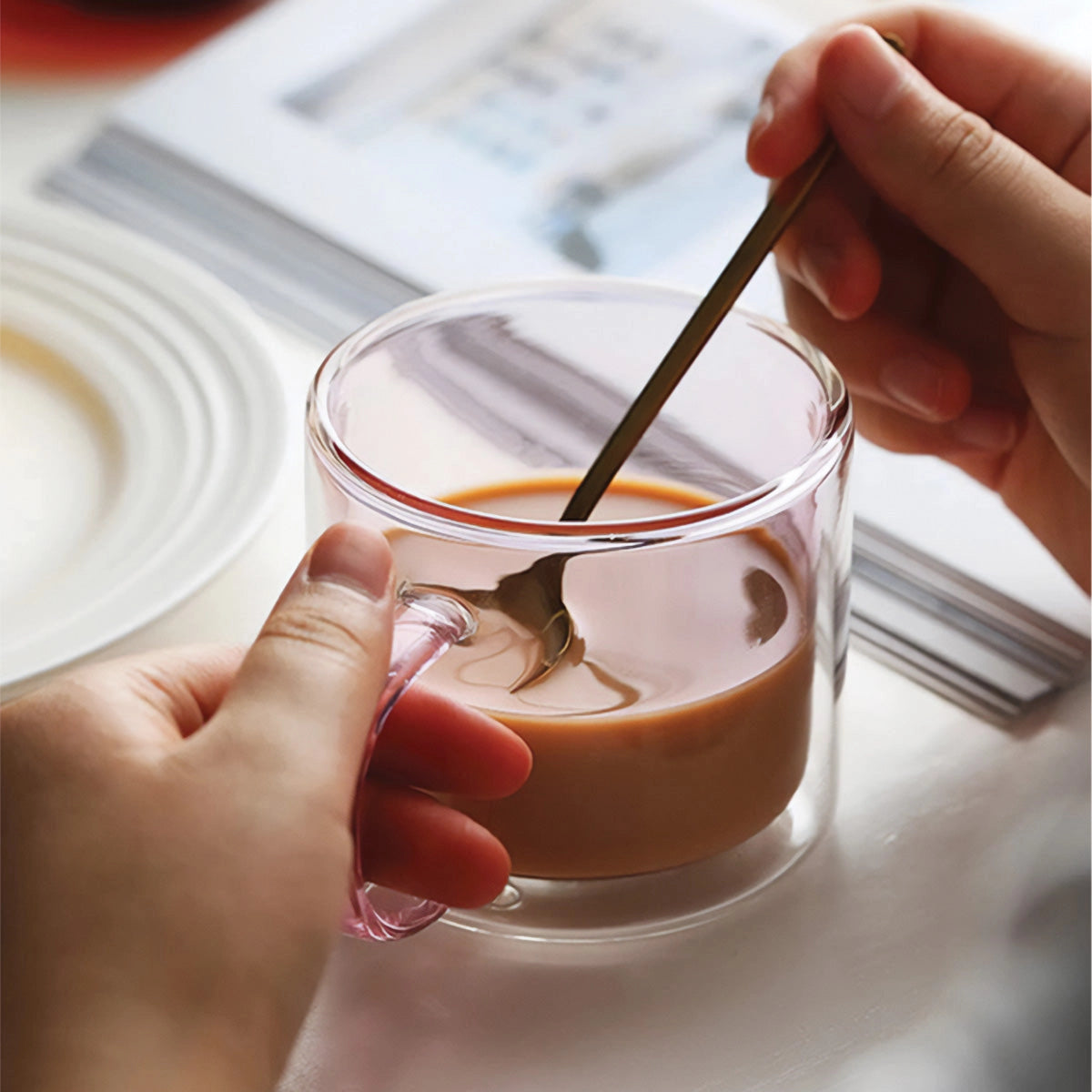 Bernsteinfarbener Glasbecher - Langlebig, hitzebeständiger Kaffee- und Teebecher