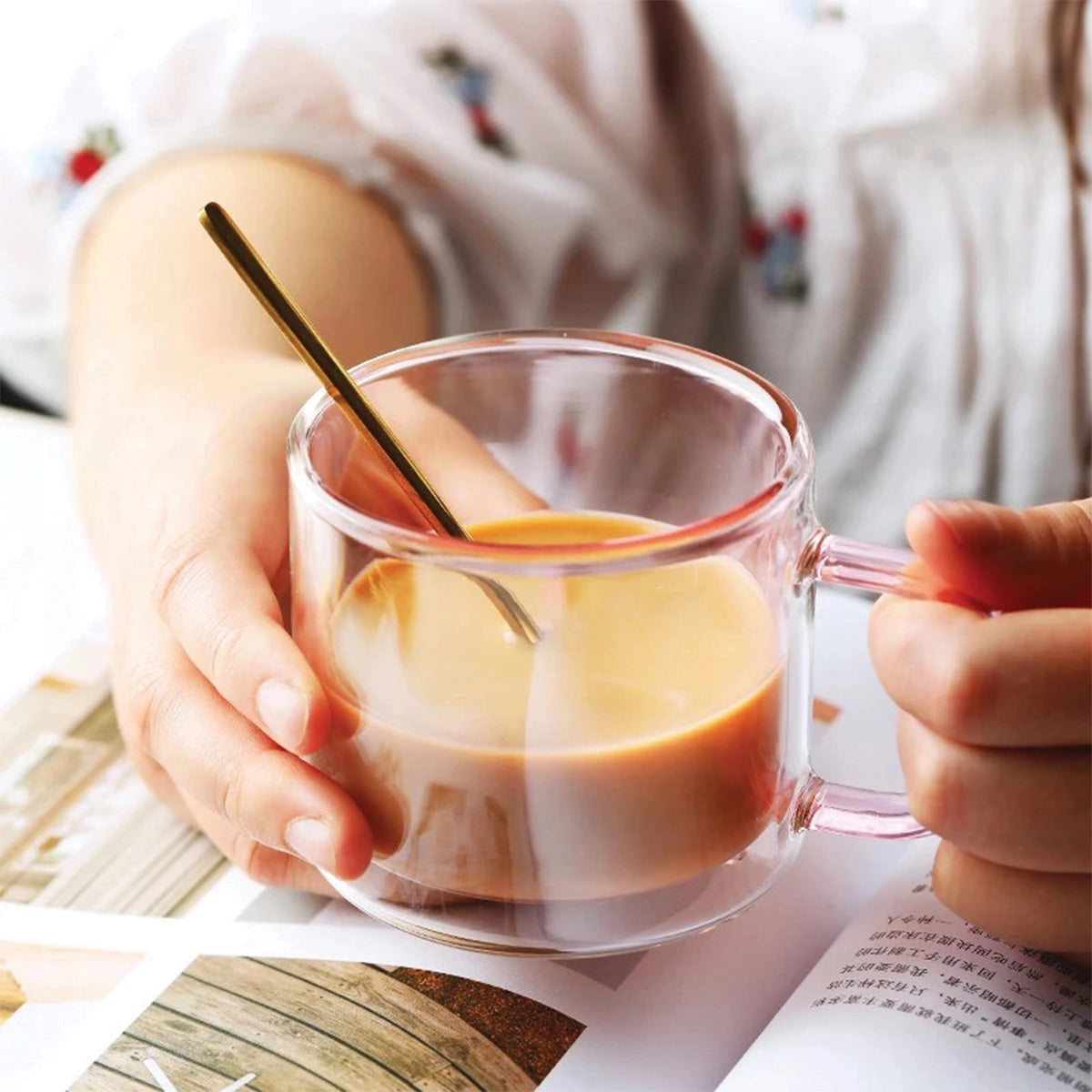 Bernsteinfarbener Glasbecher - Langlebig, hitzebeständiger Kaffee- und Teebecher