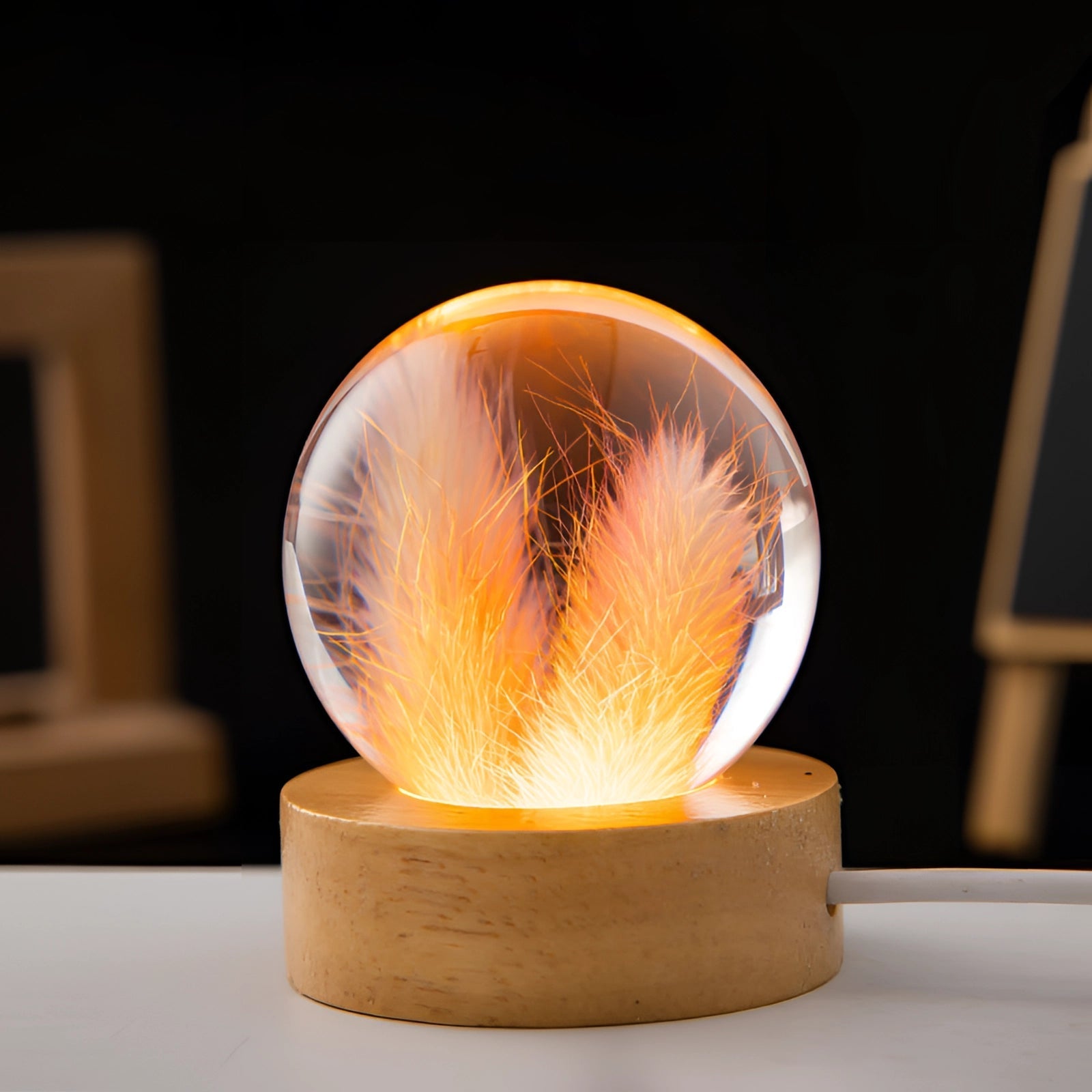 Dandelion Resin Lamp with LED Wooden Base - Unique Botanical Night Light