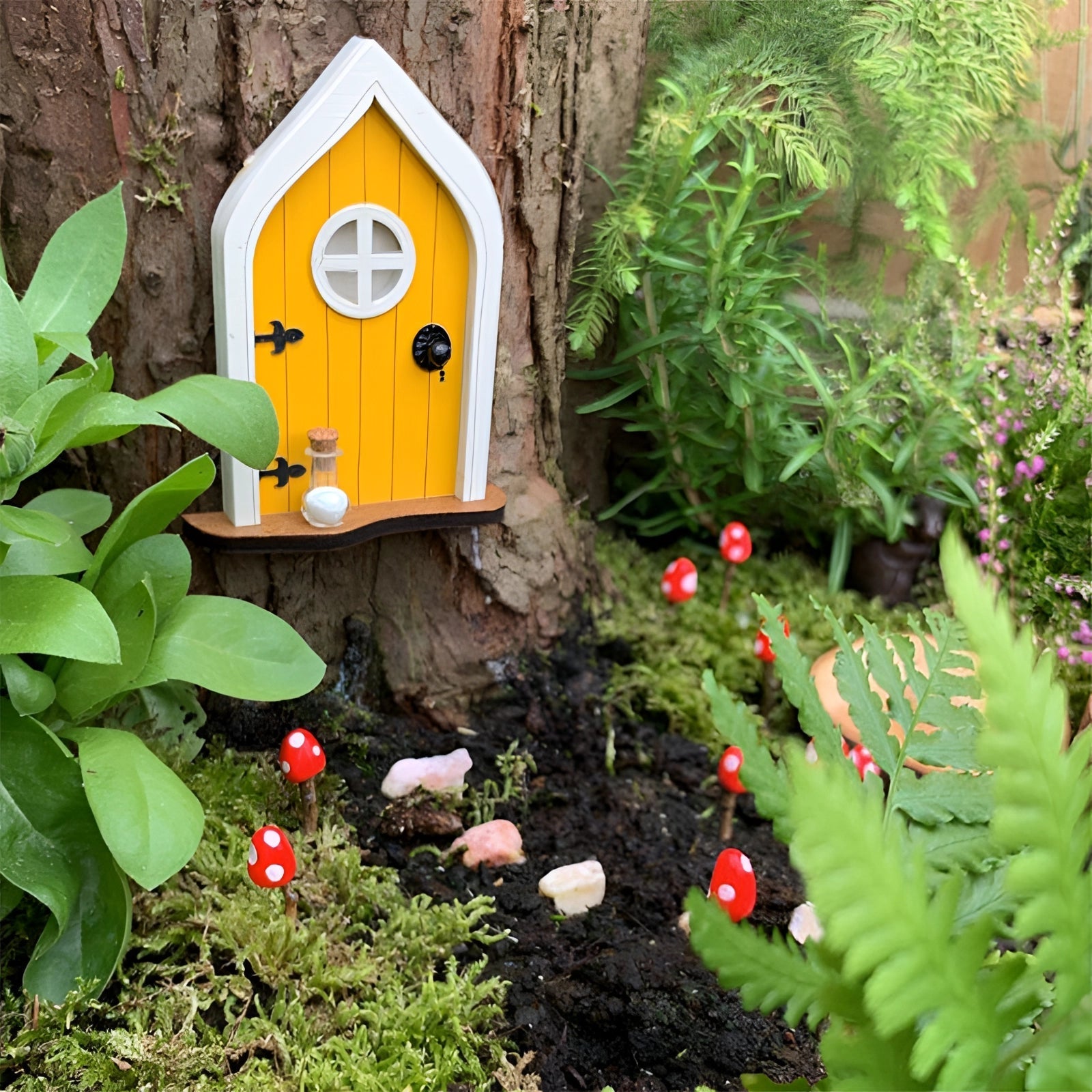 Puerta de Jardín de Hadas - Decoración y Accesorio de Árbol Encantado en Miniatura