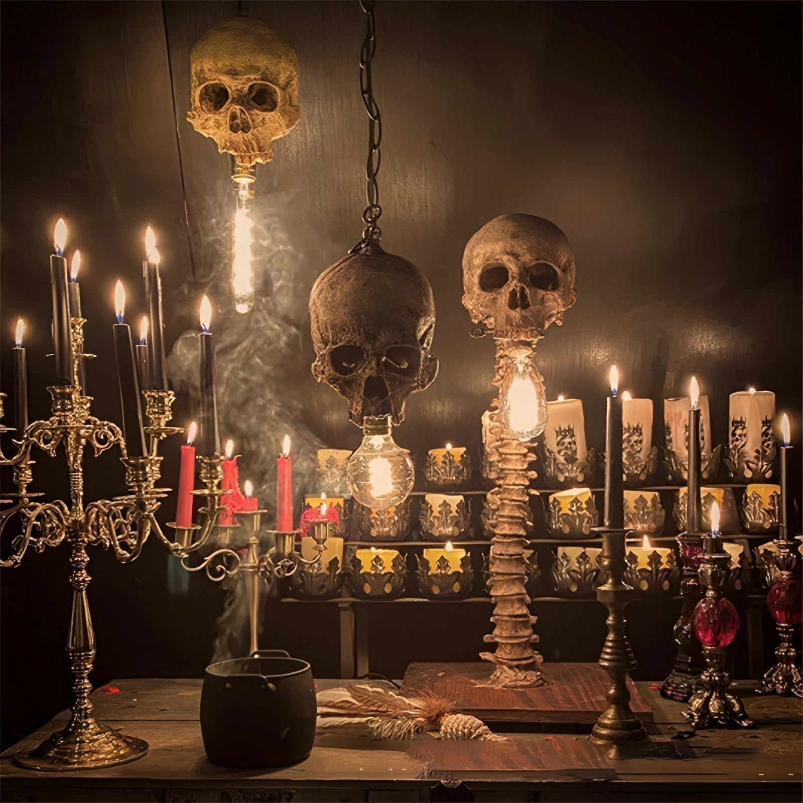 Gothic Skull Light: Skelettwirbelsäulenlampe für unheimliche Wohnkultur