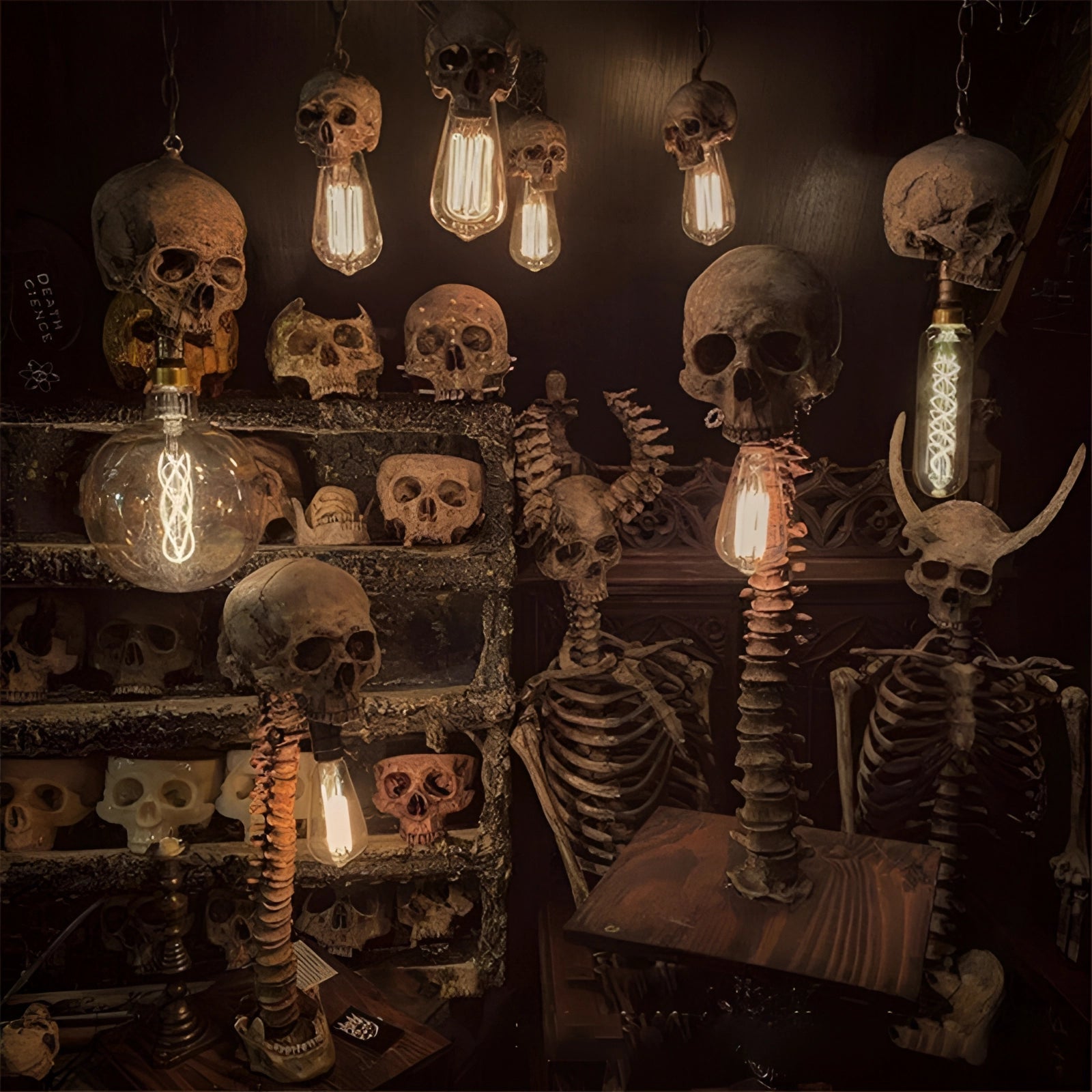 Gothic Skull Light: Skelettwirbelsäulenlampe für unheimliche Wohnkultur