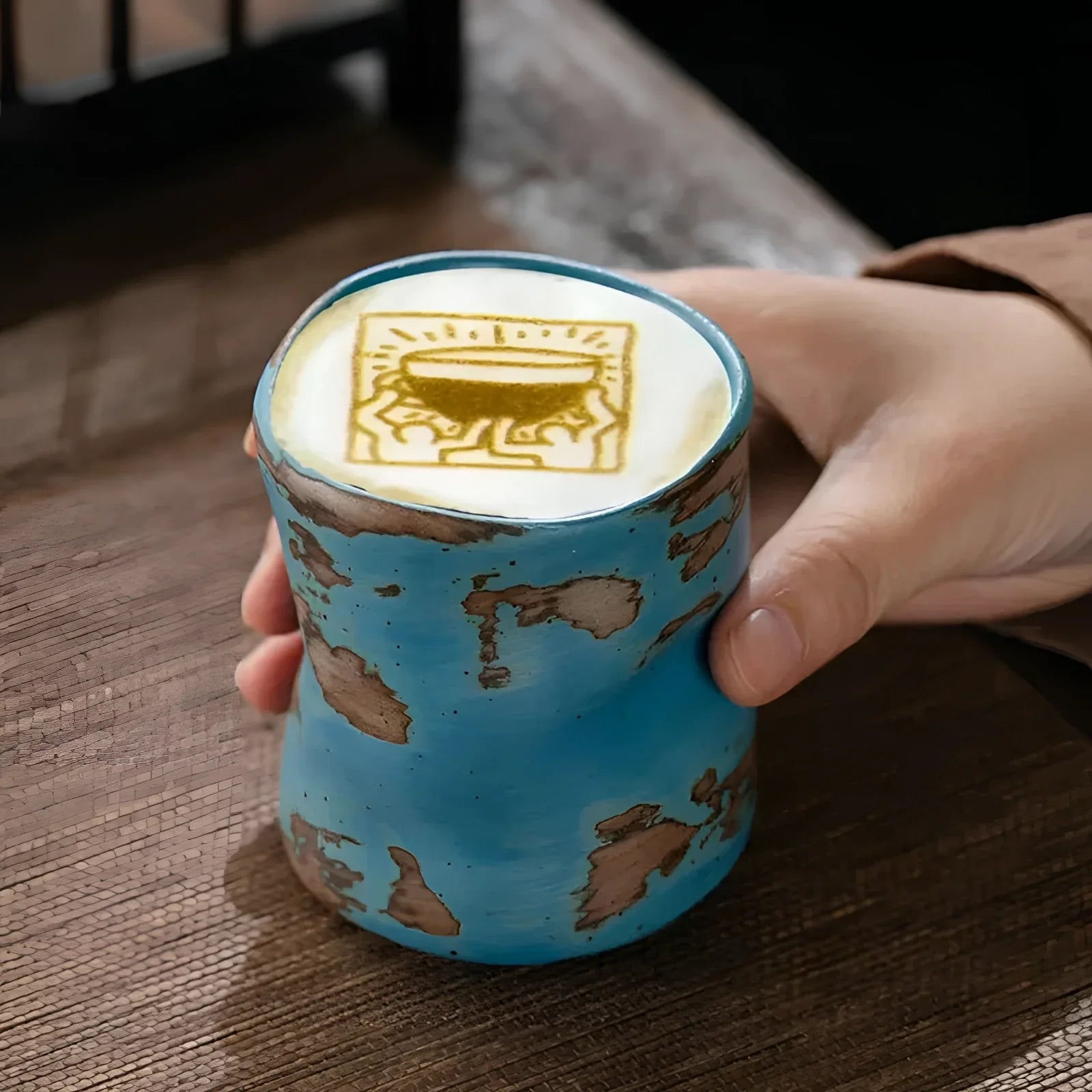 Taza de Cerámica Azul Hecha a Mano - Vaso de Cerámica de Estilo Vintage