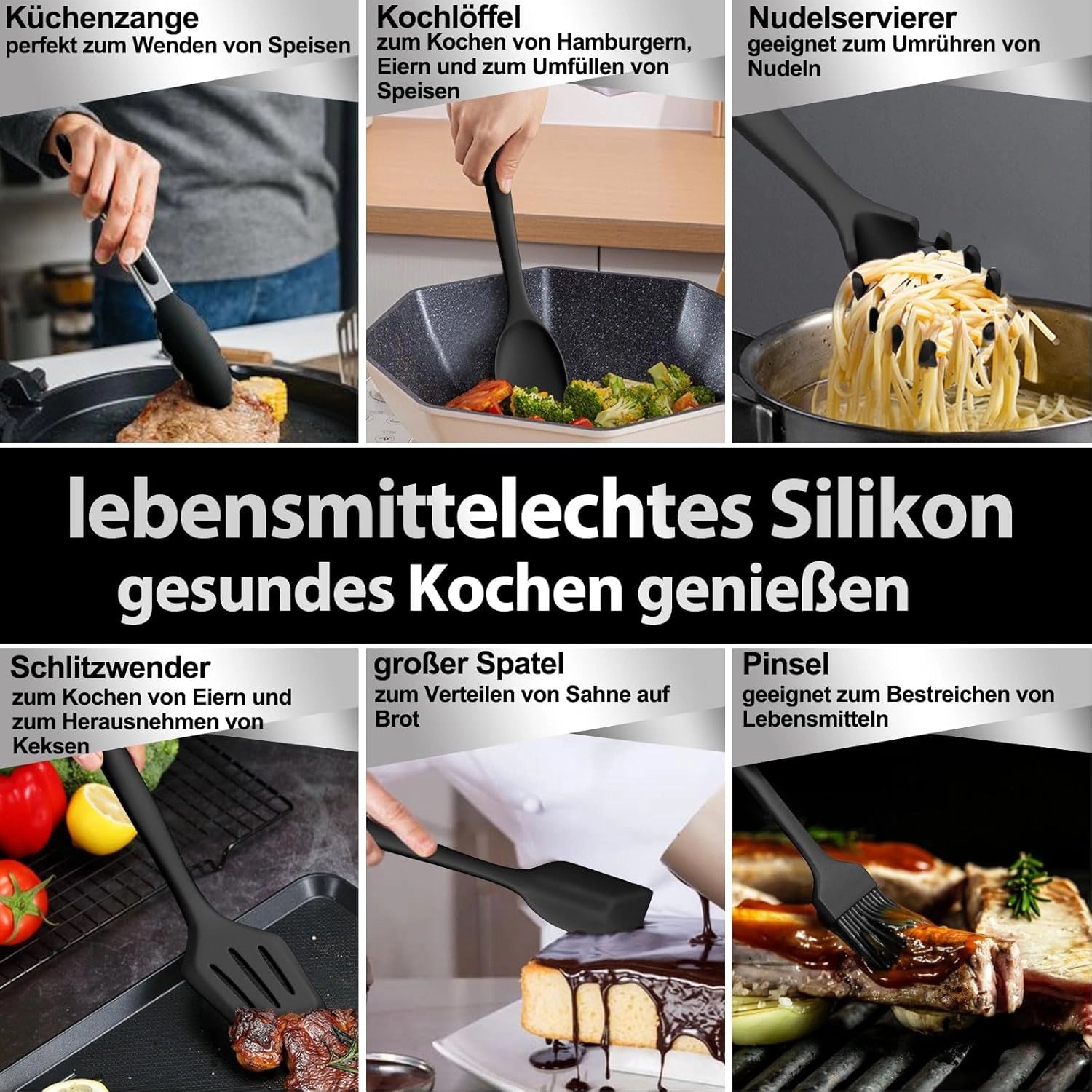 Ivory Silicone Keukengerei Set - Antiaanbak, Hittebestendig, Ergonomisch