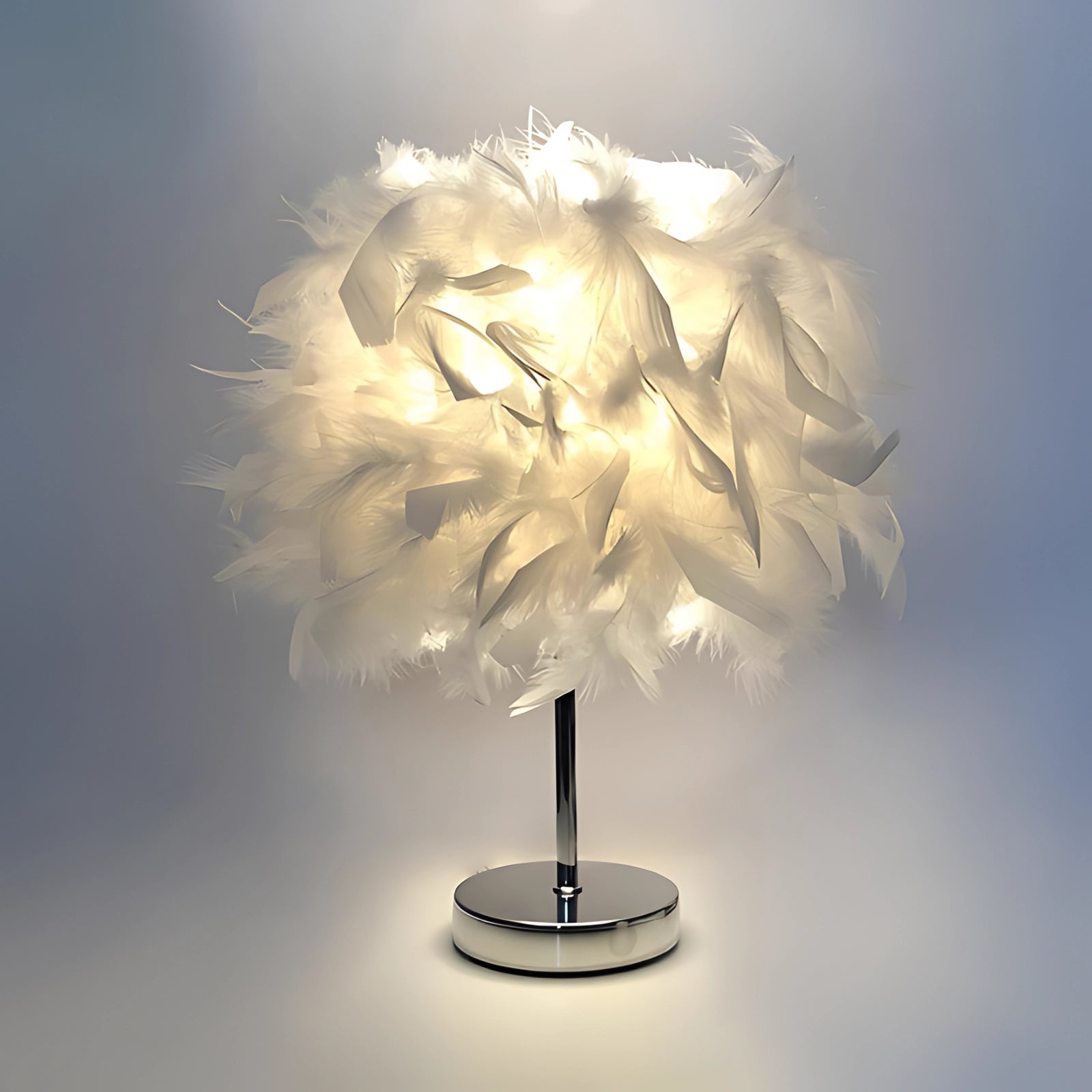 Lámpara de Mesa de Plumas Lujosa - Luz Suave Decorativa Moderna