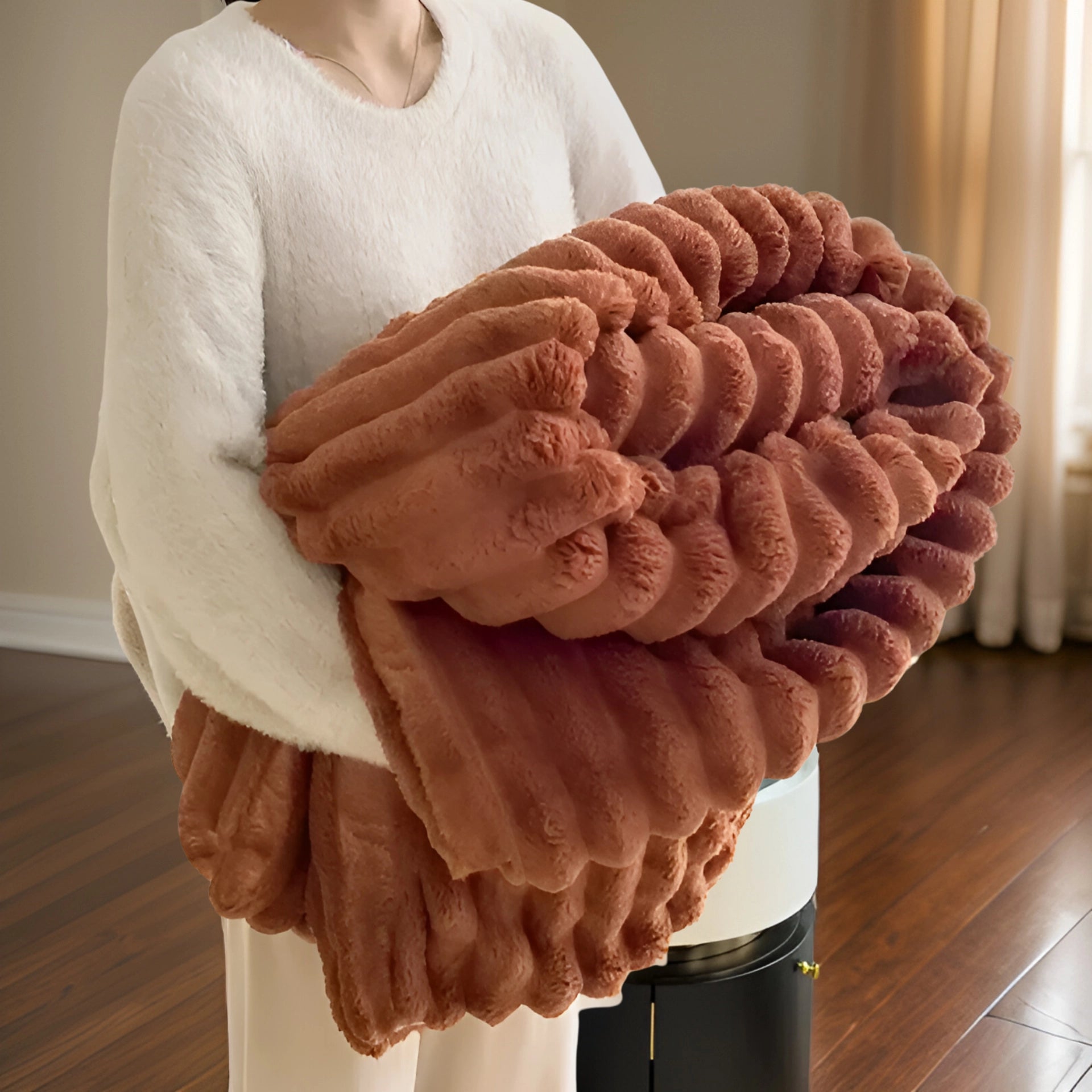 Coperta di Maglia Spessa di Lusso | Coperta e Decorazione Morbida Moderna in Pile