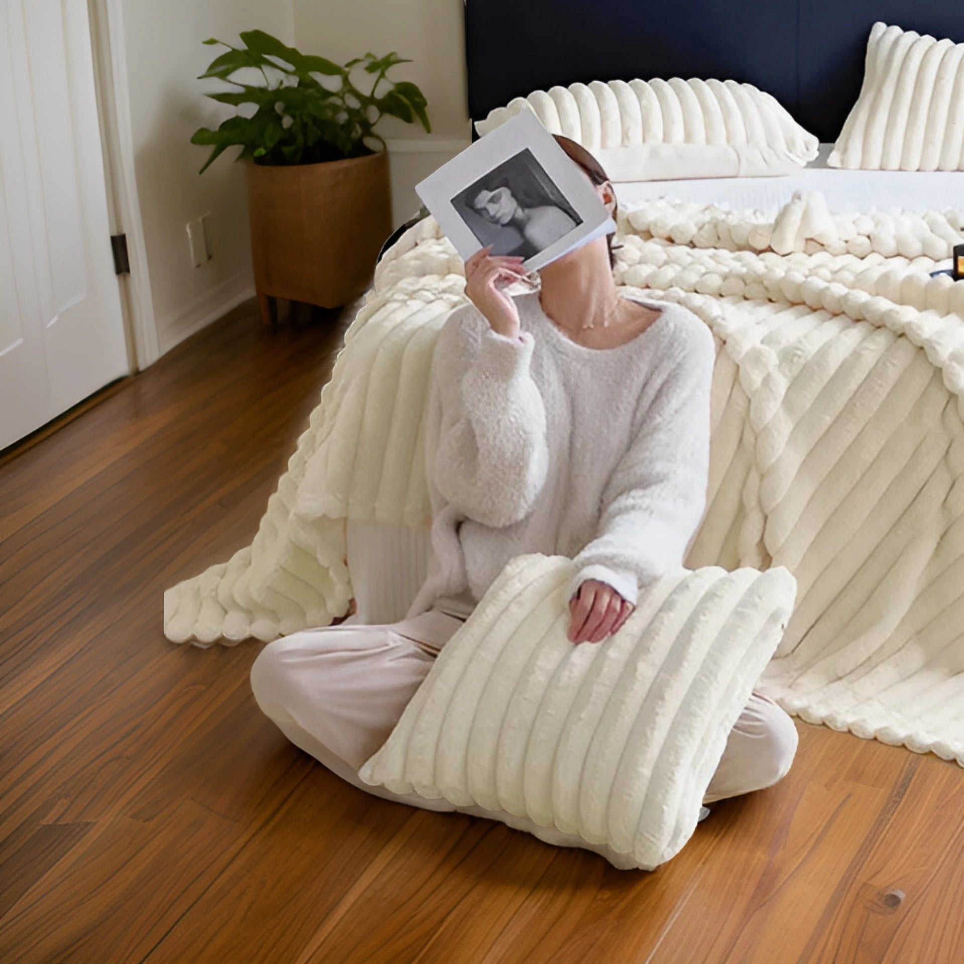 Coperta di Maglia Spessa di Lusso | Coperta e Decorazione Morbida Moderna in Pile