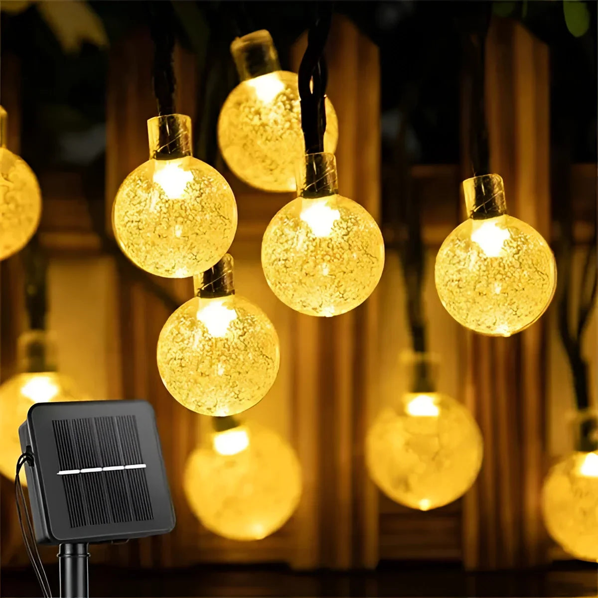 Solar Crackled Glass Globe Lights - Outdoor Waterproof LED String