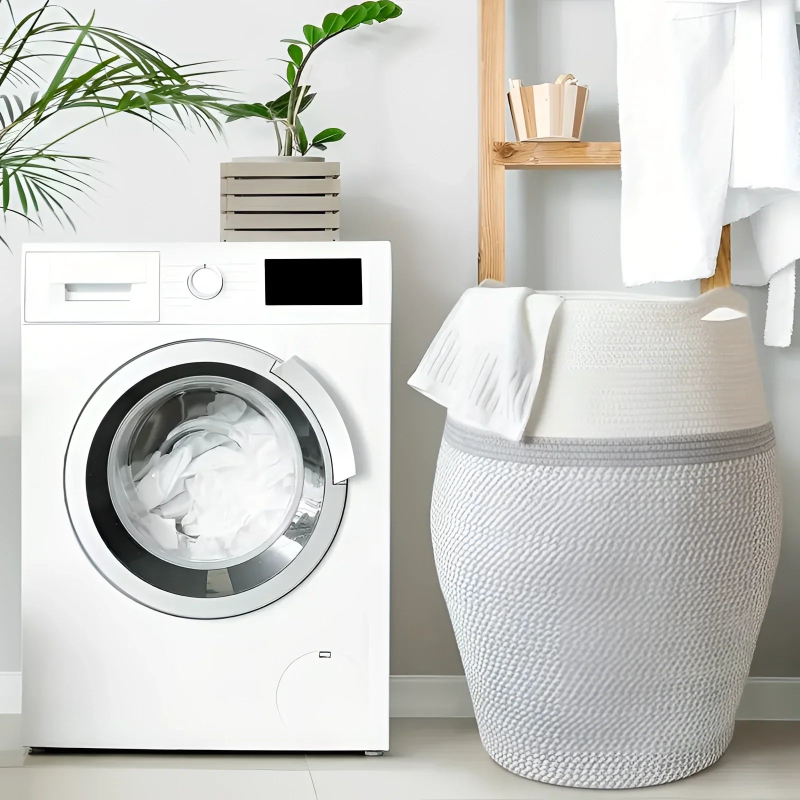 Stylish Dual-Tone Woven Laundry Hamper - Designer Clothes Basket