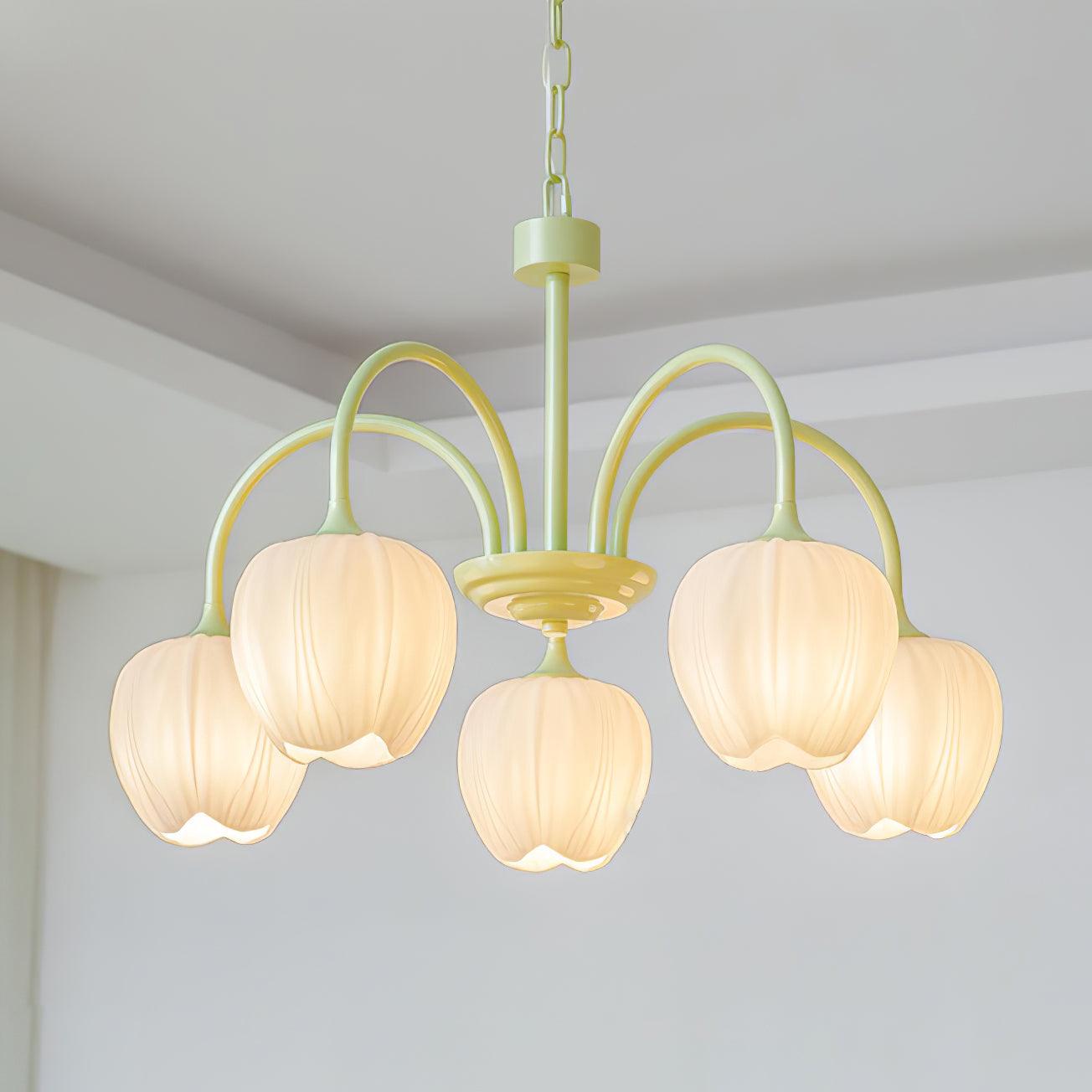 Tulip – Elegant Matcha Chandelier