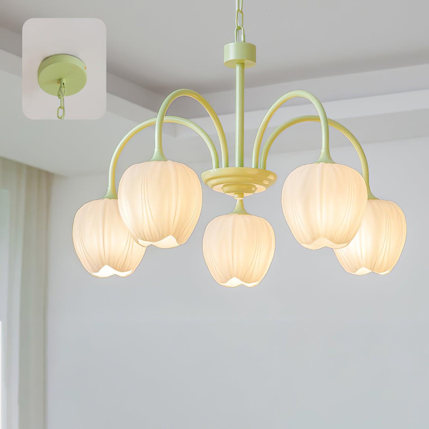 Tulip – Elegant Matcha Chandelier