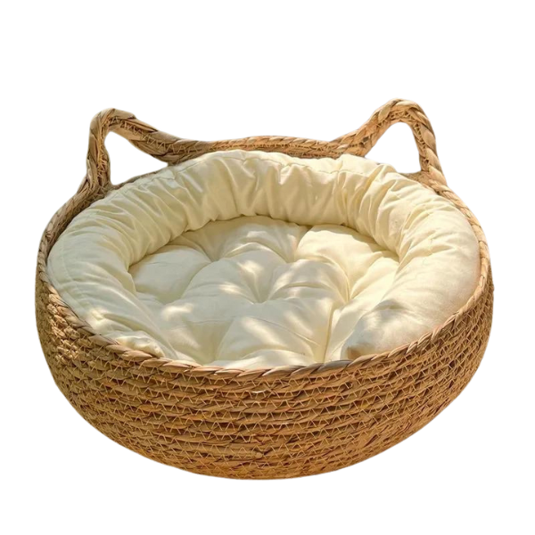 Happy Tails Rattan Basket Cat Bed