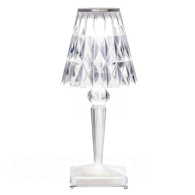 LuminousCrystal Lampe de table en cristal acrylique – Lumière d'accentuation LED étincelante pour la décoration de la maison