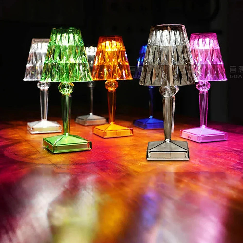 Lámpara de mesa artística de cristal acrílico LuminousCrystal, luz LED brillante para decoración del hogar