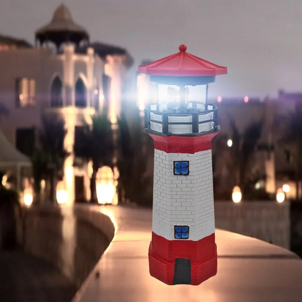 Luz de Lâmpada LED Solar OceanGlow Lighthouse – Iluminação Solar Náutica para Espaços Exteriores