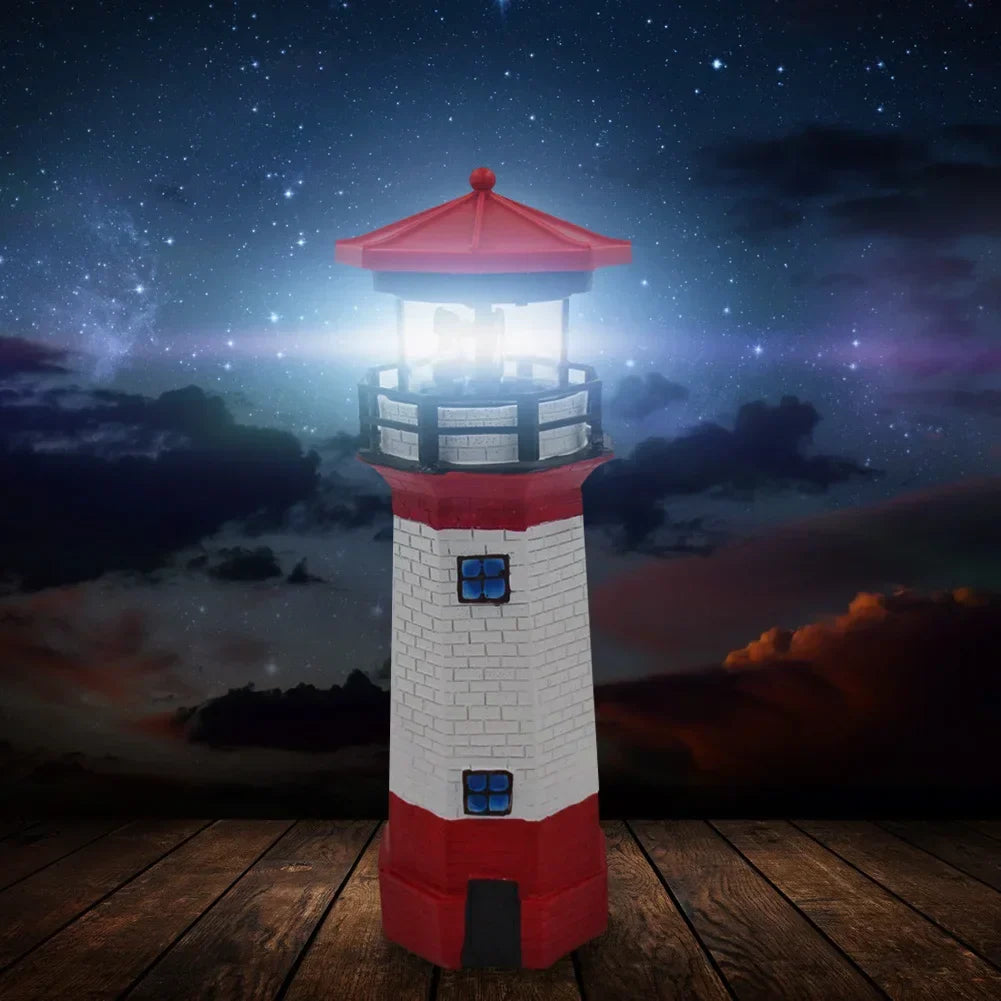 OceanGlow Lighthouse Solar LED Light Lamp – Nautical Solar Lighting for Outdoor Spaces