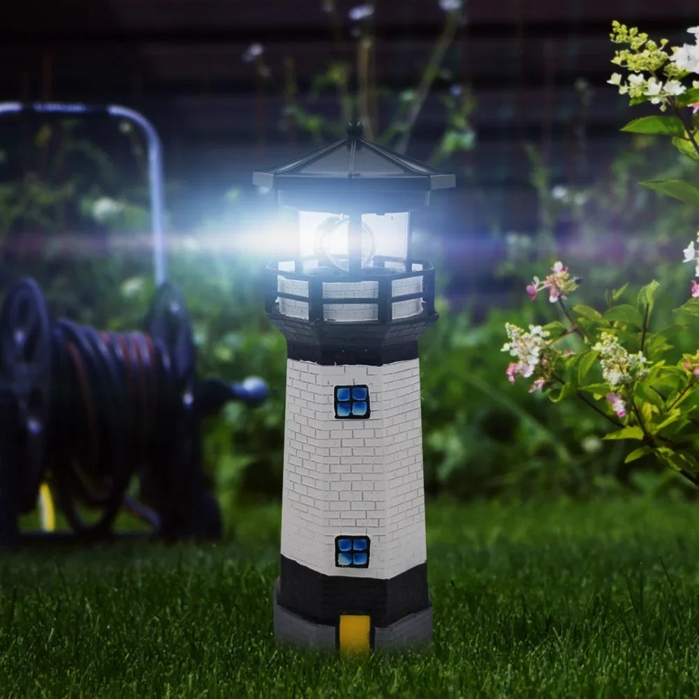 Luz de Lâmpada LED Solar OceanGlow Lighthouse – Iluminação Solar Náutica para Espaços Exteriores