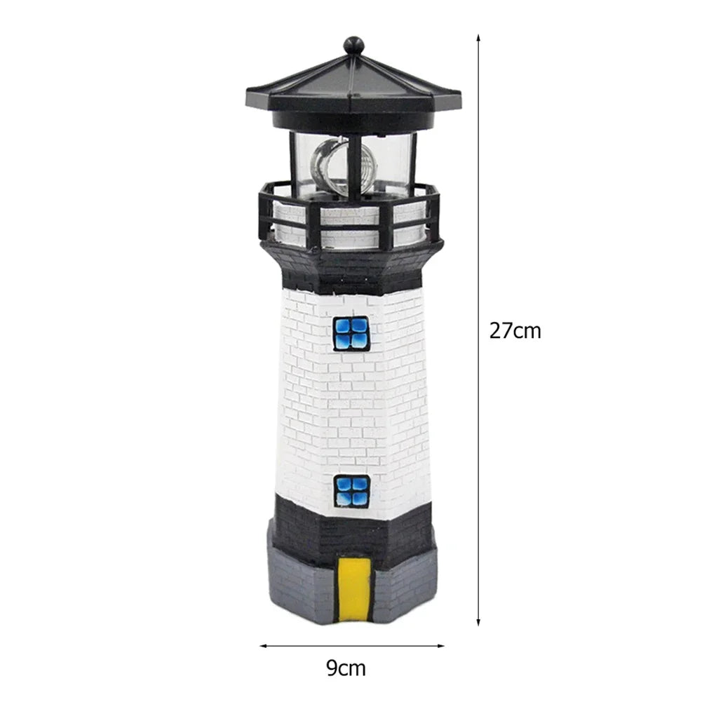 Luz de Lâmpada LED Solar OceanGlow Lighthouse – Iluminação Solar Náutica para Espaços Exteriores