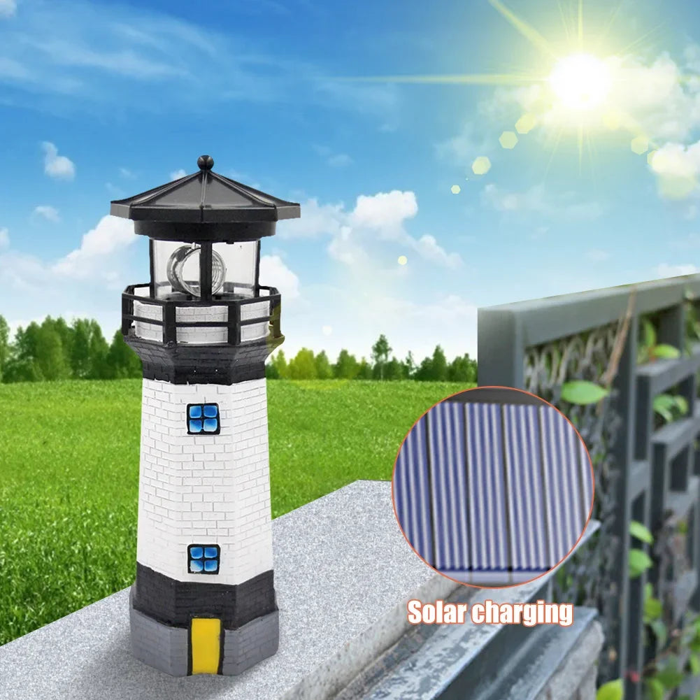 OceanGlow Lighthouse Solar LED Light Lamp – Nautical Solar Lighting for Outdoor Spaces