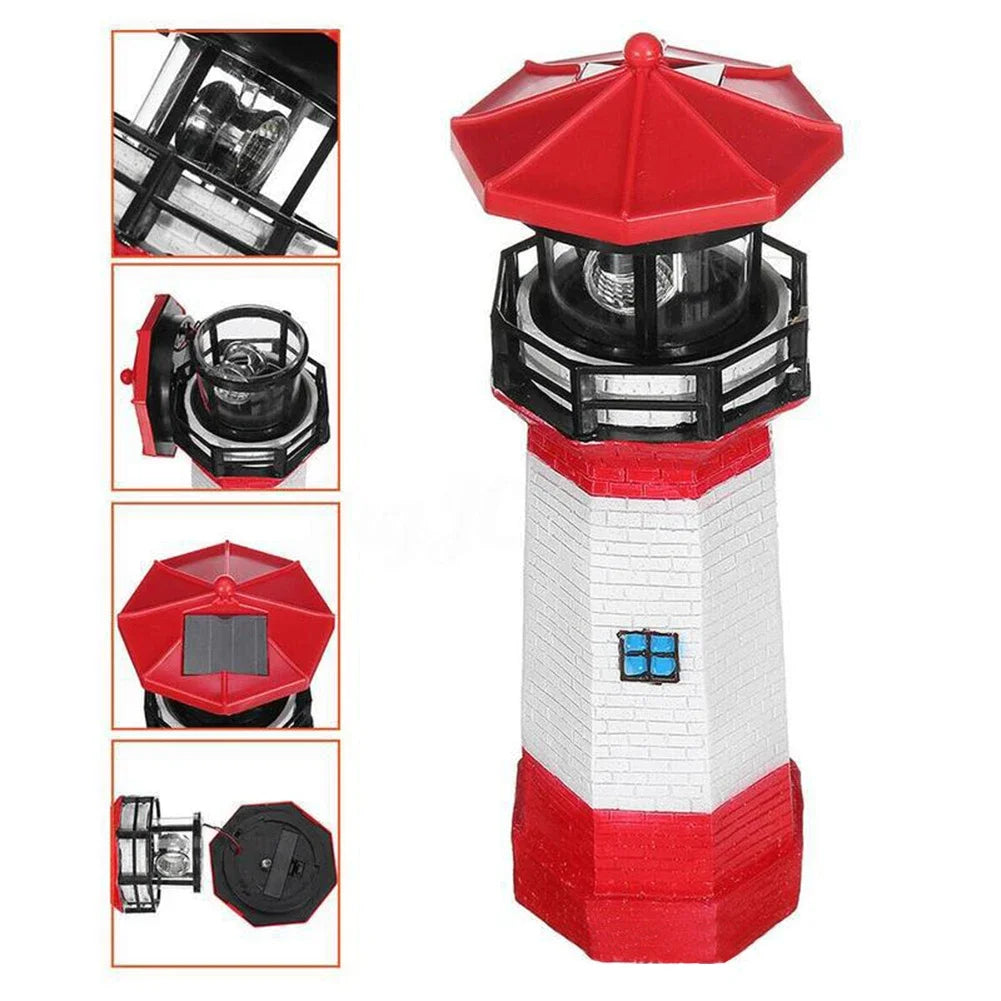 Luz de Lâmpada LED Solar OceanGlow Lighthouse – Iluminação Solar Náutica para Espaços Exteriores