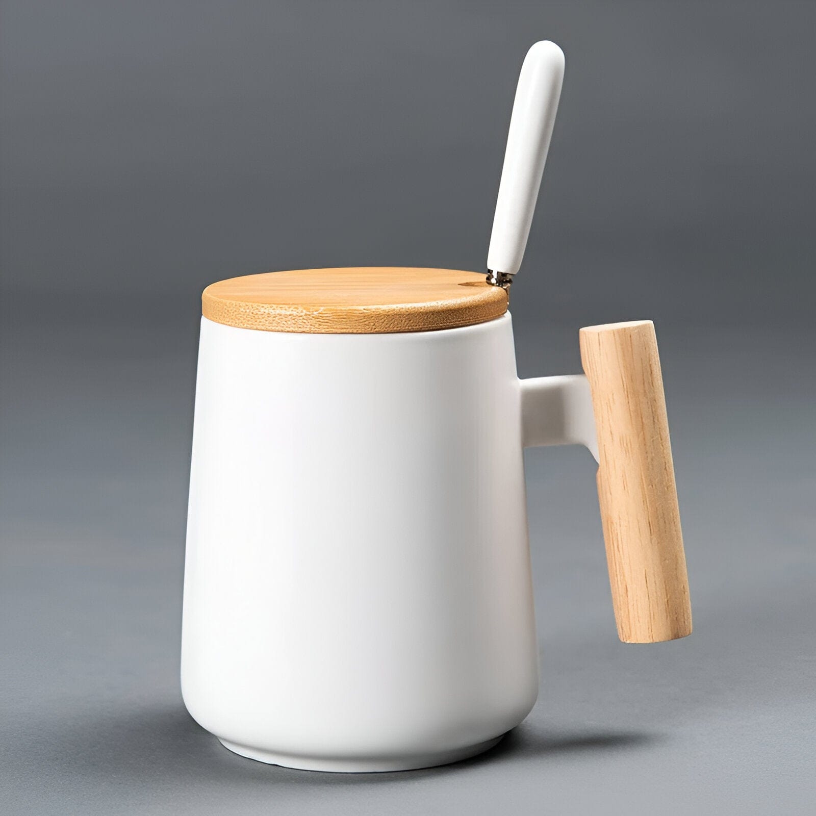 Wooden Handle Ceramic Coffee Mug