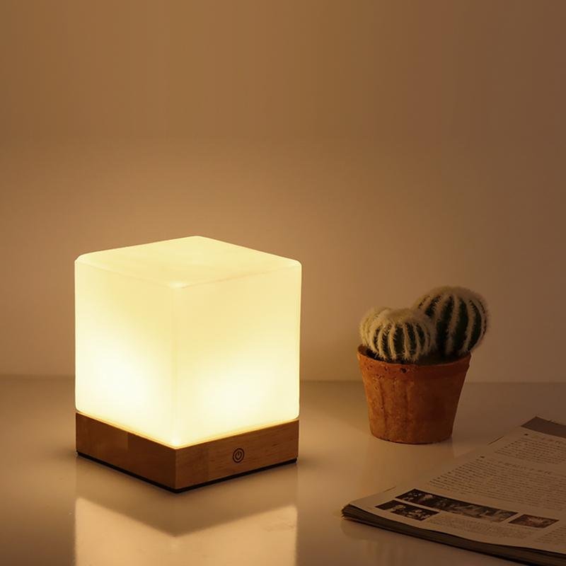 GloedCube - Lámpara de mesa LED inalámbrica con pilas para iluminación de mini escritorio nórdico