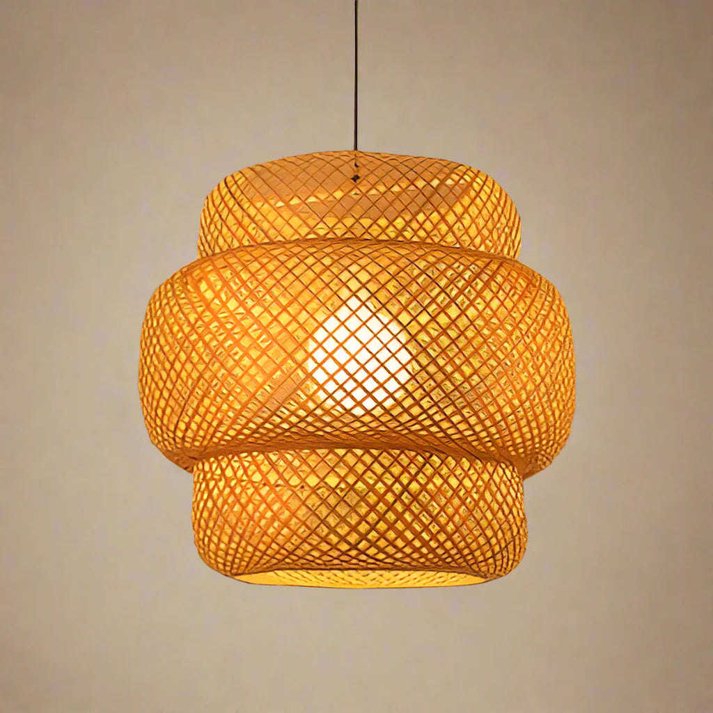 BohoBloom - Lampadario in rattan fatto a mano