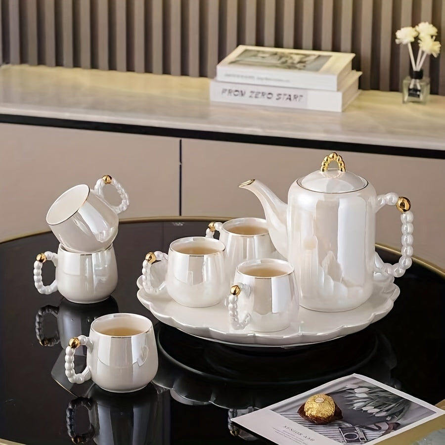 European Pearl Glazed Porcelain Tea Set