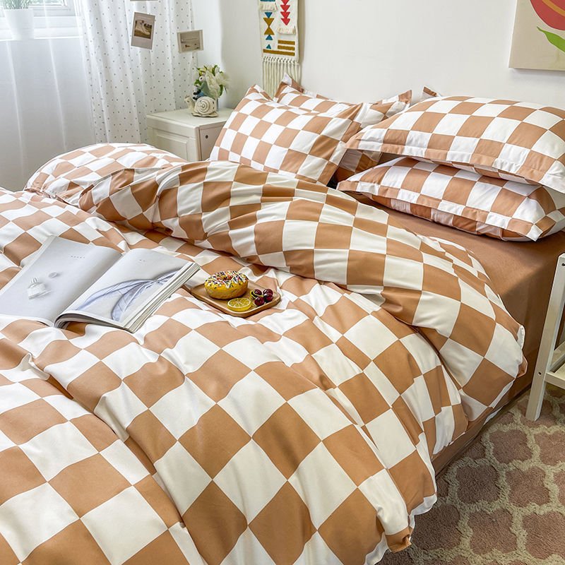 Abstract Chequerboard Single Bedding Set – Modern Geometric Design for Cozy Nights