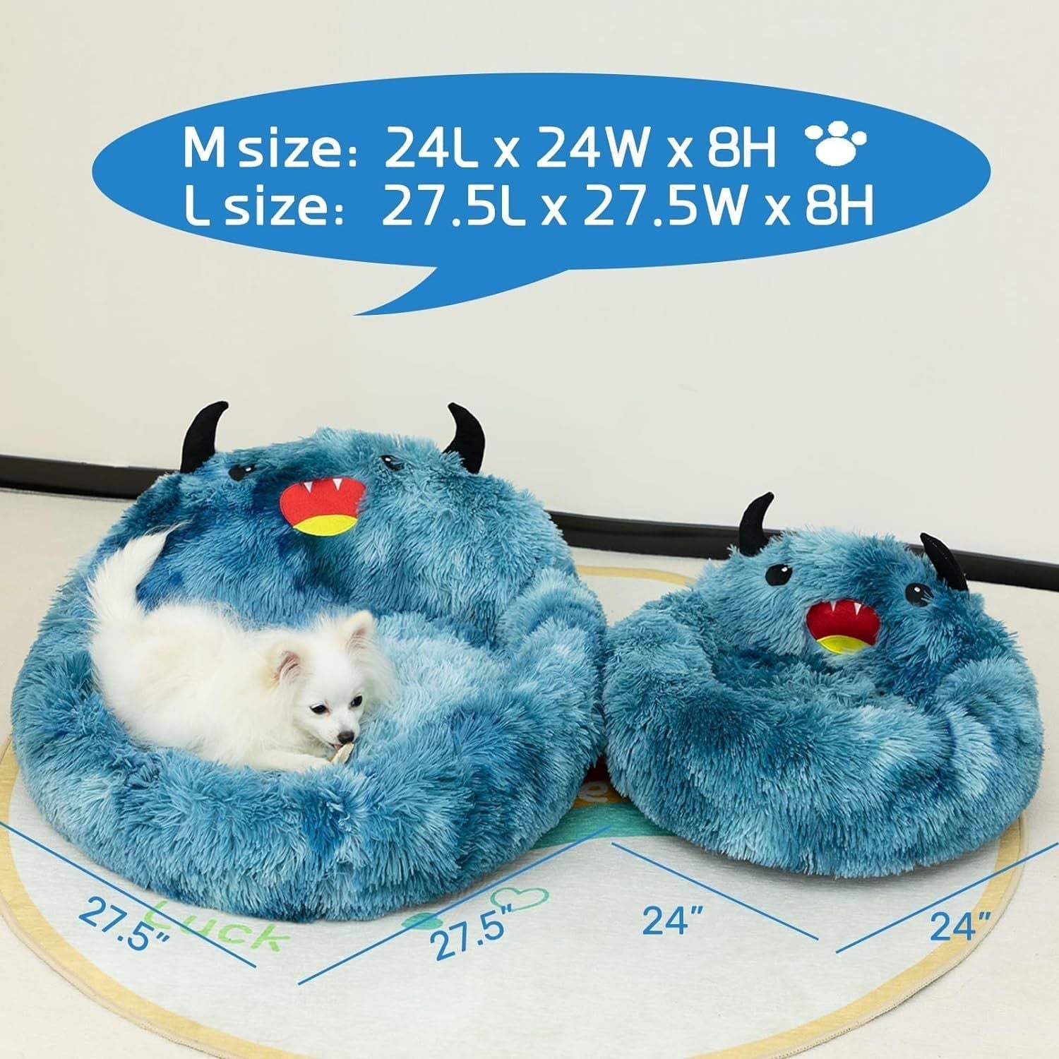 Monster Cozy Cave: Self-Warming Donut Pet Bed