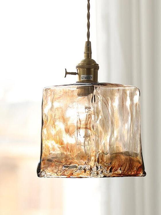 Brass Amber Glass Pendant Light lamp