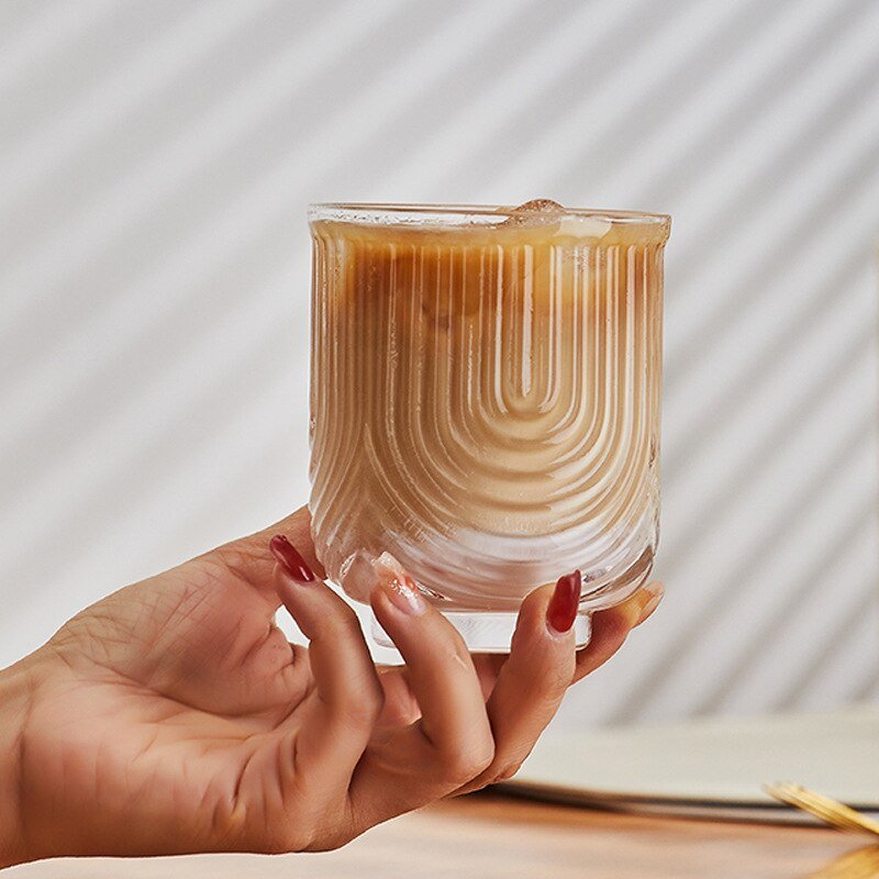 Amerikanische Eis-Latte-Kaffeetasse aus Glas