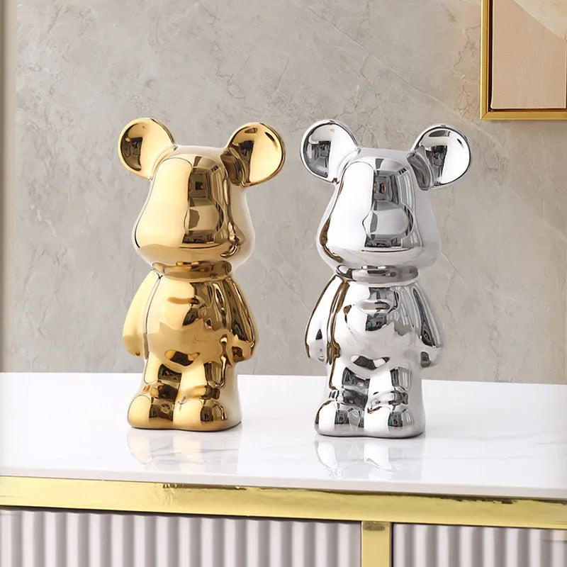 Unique Metallic Bear Penny Bank - Decorative Coin Bank for Home Decor