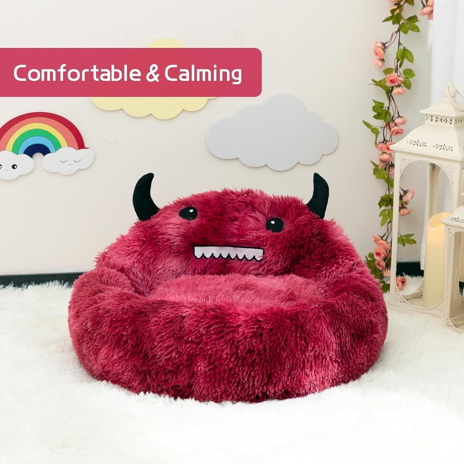 Monster Cozy Cave: Self-Warming Donut Pet Bed