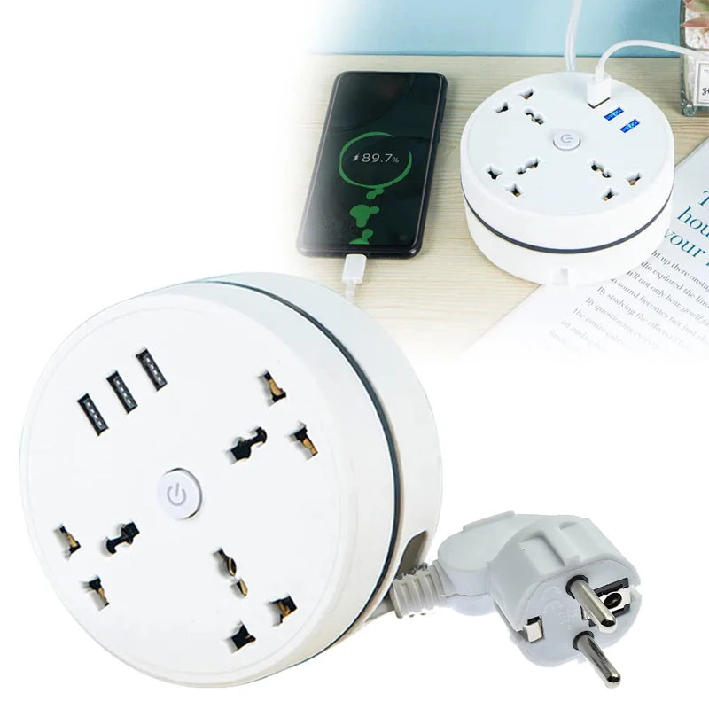 EU-kontakt AC-uttag Smart Home Power Strip – Multipurpose elektrisk förlängningssladd med USB-portar och snabbladdning