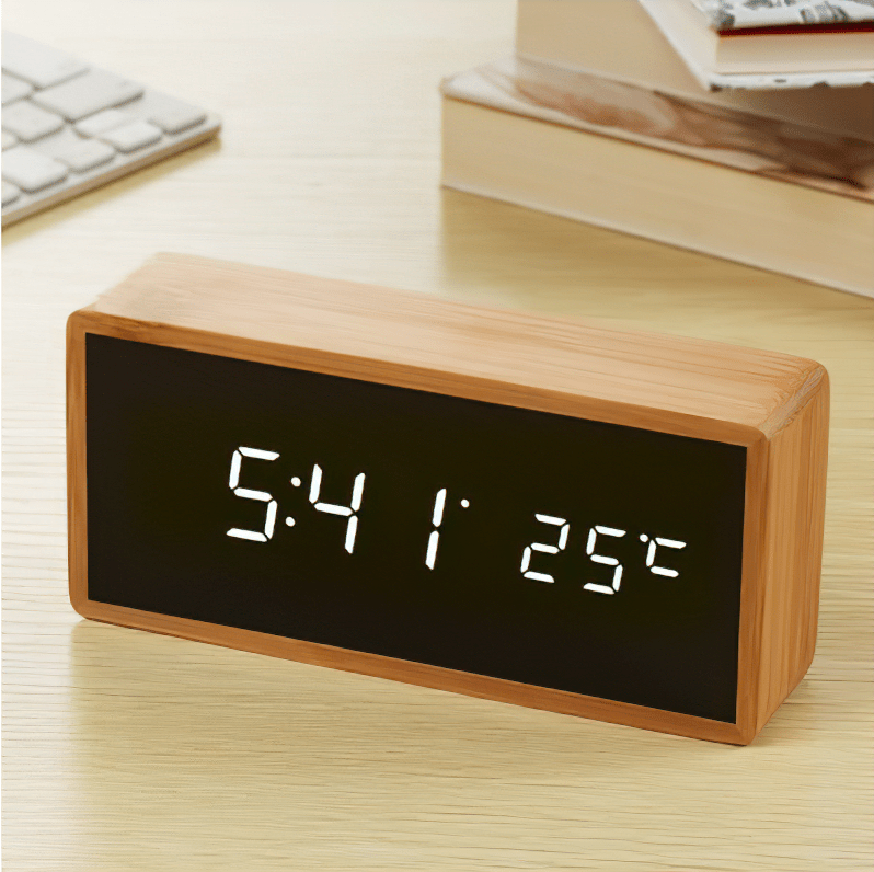 Bamboo LED Alarm Clock