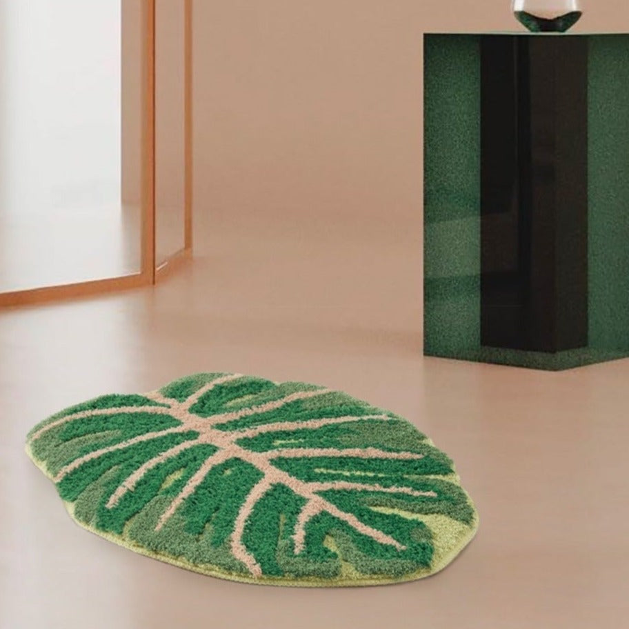 Tapete Antiderrapante de Folha de Monstera e Banana Tropical – Decoração Inspirada na Natureza para a Sua Casa