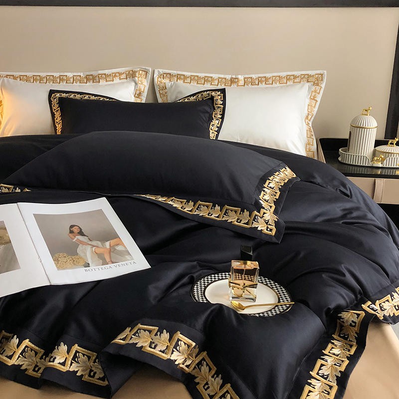 Baroque Black Duvet Cover Set (Egyptian Cotton, 1000 TC)